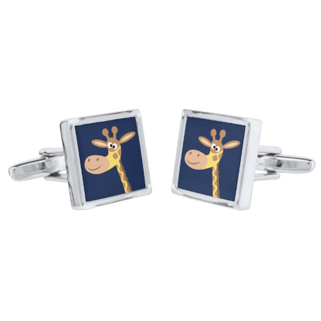 Cute Cartoon Giraffe Cufflinks (Angled)