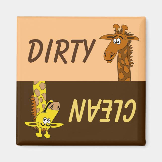 Cute Cartoon Giraffe Dirty Clean Dishwasher Magnet (Front)