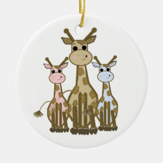 Cute Cartoon Giraffe Family Ceramic Ornament