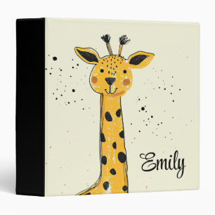 Cute cartoon giraffe head decoration 3 ring binder