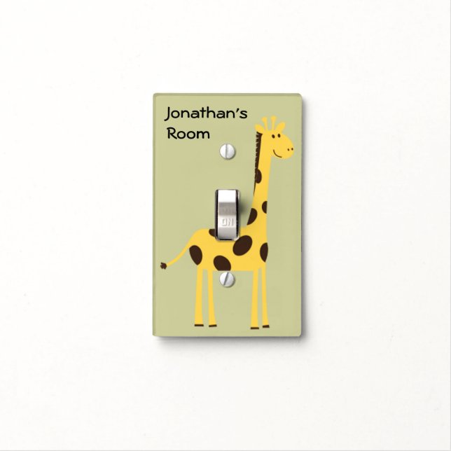 Cute Cartoon Giraffe Kid's Custom Color Name Room Light Switch Cover (In Situ)