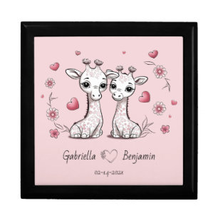 Cute Cartoon Giraffe Lovers Hearts Valentine’s Day Gift Box