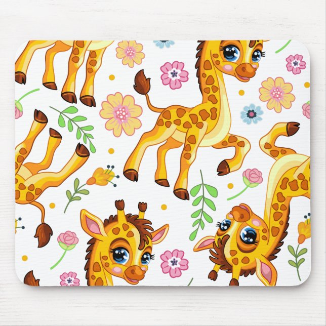 Cute cartoon giraffe mouse pad (Front)