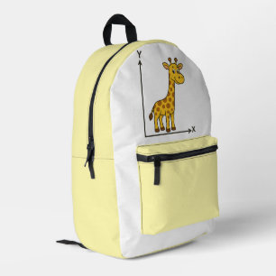 Cute Cartoon Giraffe on Math X-Y Axis Printed Backpack
