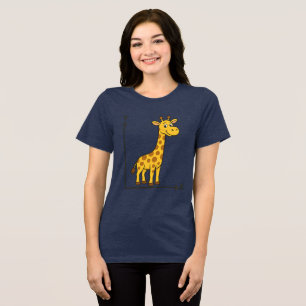Cute Cartoon Giraffe on Math X-Y Axis Tri-Blend Shirt
