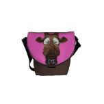 Cute Cartoon Giraffe Pink &amp; Brown Messenger Bag at Zazzle