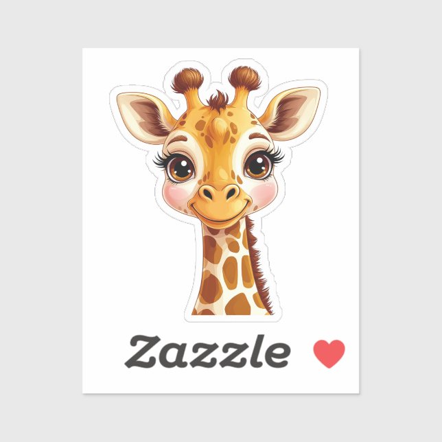 Cute Cartoon Giraffe Smiling Sticker (Sheet)