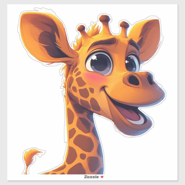 Cute Cartoon Giraffe Standing Cheerfully Sticker (Sheet)