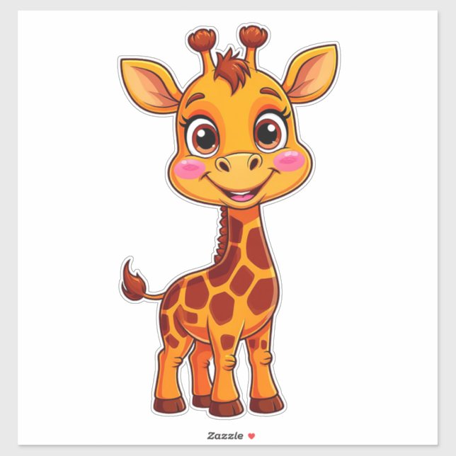 Cute Cartoon Giraffe Standing Cheerfully Sticker (Sheet)