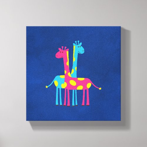 Cute Cartoon Giraffes Canvas Print