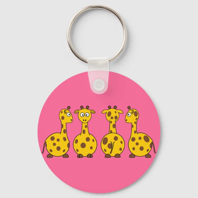 Cute Cartoon Giraffes Keychain (Front)
