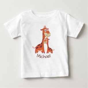 Cute Cartoon Giraffes Personalised Baby T-Shirt