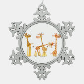 Cute Cartoon Giraffes: The Herd Pewter Ornament (Front)