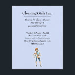 Cute Cartoon Girl Cleaning Service business Flyer<br><div class="desc">Cartoon Girl Cleaning Service Business Flyers.</div>