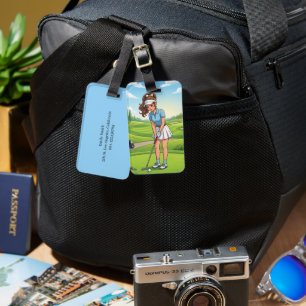 Cute Cartoon Girl Do Golf Sport Personalize Luggage Tag