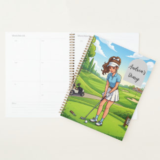 Cute Cartoon Girl Do Golf Sport | Personalize Planner