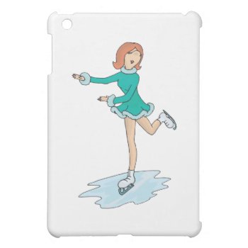 Cute Cartoon Girl Figure Skating Ipad Mini Cover by sports_shop at Zazzle