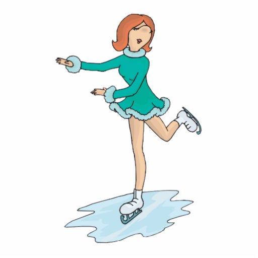 Completely customizable cute cartoon girl figure skating photo cutouts crea...