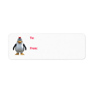 Cute Cartoon Girl Penguin  Label