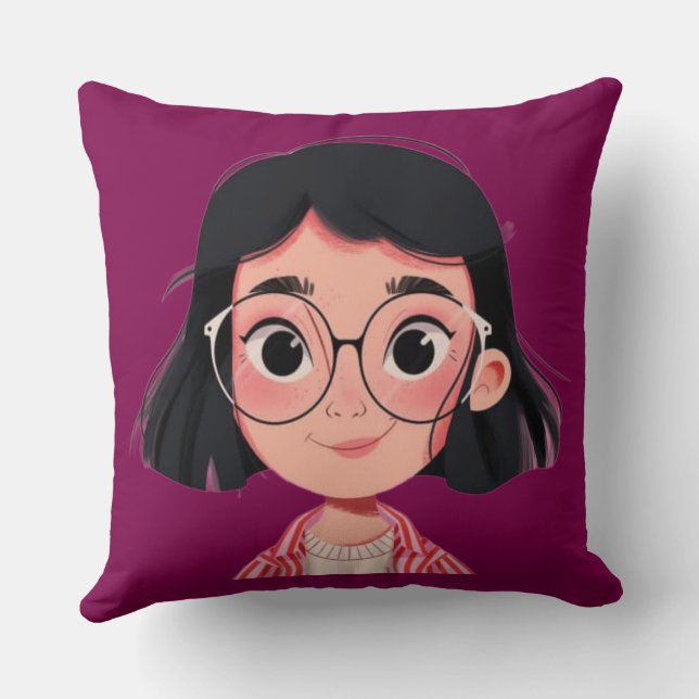 Cute Cartoon Girl Pillow – Stylish Gift for Women (Back)