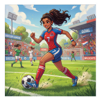 Cute Cartoon Girl Playing Soccer Football Acrylic Print