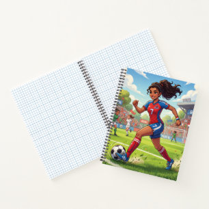 Cute Cartoon Girl Playing Soccer Football Notebook