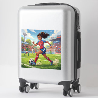 Cute Cartoon Girl Playing Soccer Football Sticker