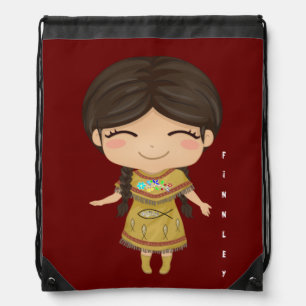 Cute Cartoon Girls School Naptime Blanket Drawstring Bag