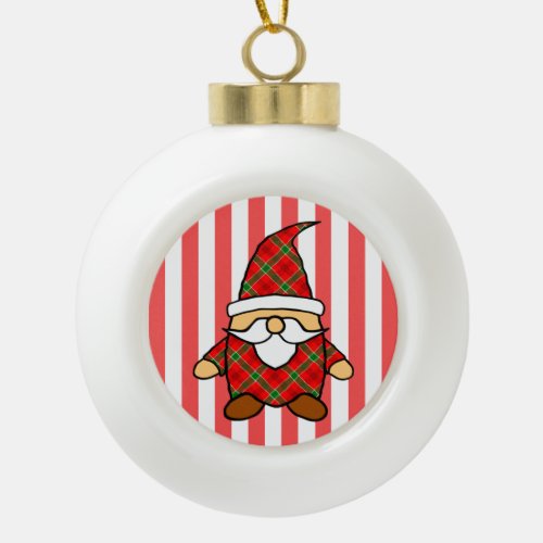 Cute Cartoon Gnome Drawing Ceramic Ball Christmas Ornament