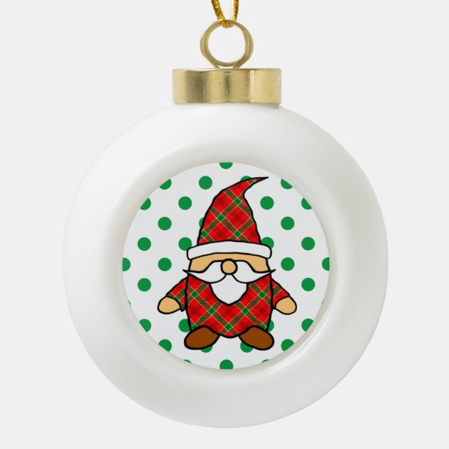 Cute Cartoon Gnome Drawing Ceramic Ball Christmas Ornament (Front)