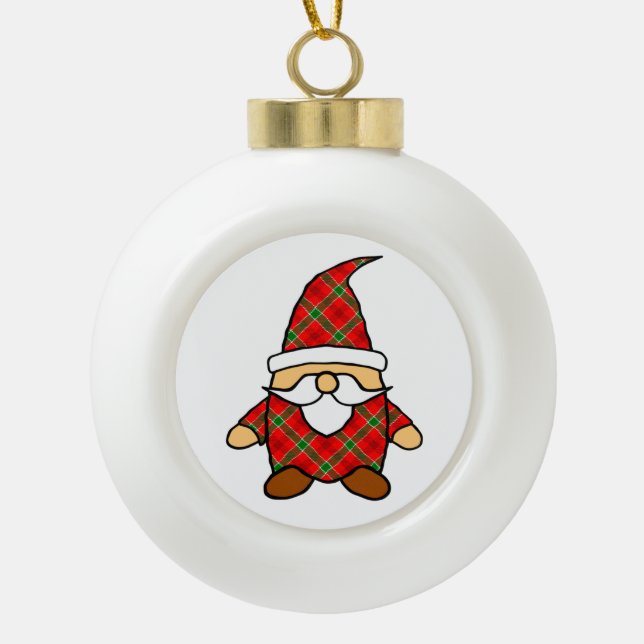 Cute Cartoon Gnome Drawing Ceramic Ball Christmas Ornament (Front)
