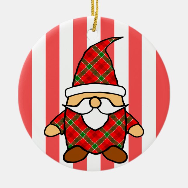 Cute Cartoon Gnome Drawing Ceramic Ornament (Front)