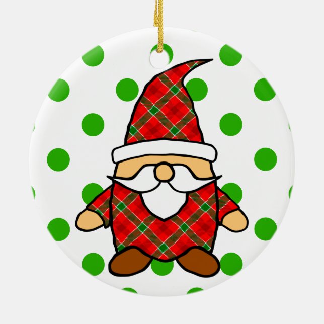 Cute Cartoon Gnome Drawing  Ceramic Ornament (Back)