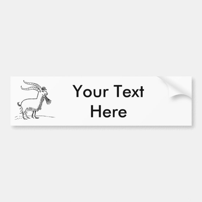 Cute Cartoon Goat, Black and White Farm Animal Bumper Sticker (Front)