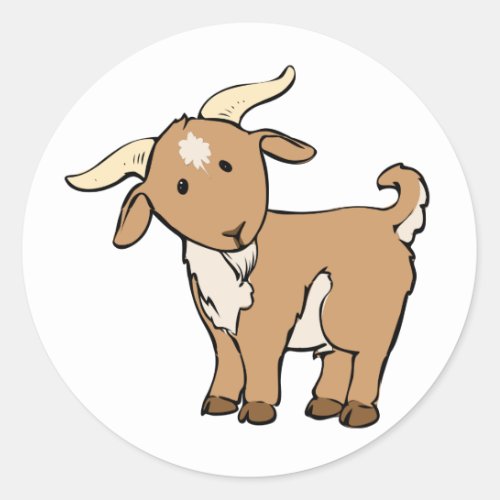 Cute Cartoon Goat Classic Round Sticker