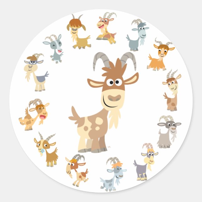 Cute Cartoon Goat Mandala Sticker (Front)