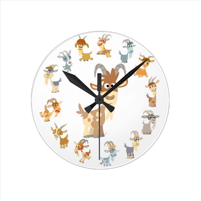 Cute Cartoon Goat Mandala Wall Clock