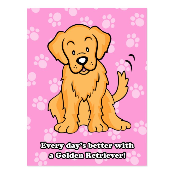 Cute Cartoon Golden Retriever Postcard