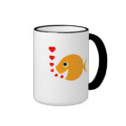 Cute Cartoon Goldfish Happy in Love Blowing Kisses