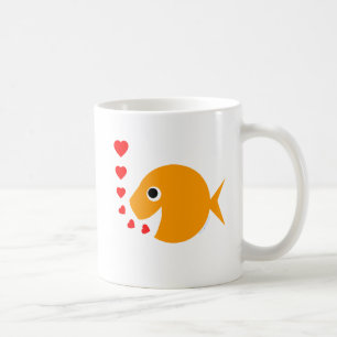 Cute Cartoon Goldfish Happy in Love Blowing Kisses Coffee Mug
