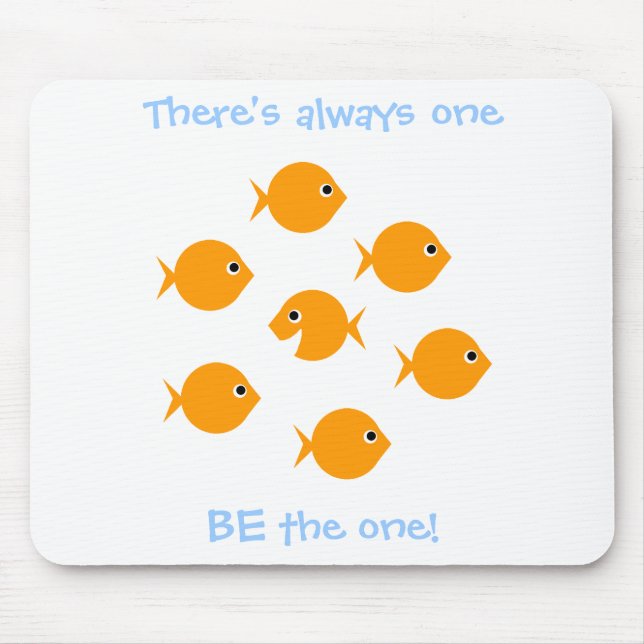 Cute  Cartoon Goldfish Inspiring Saying For Kids Mouse Pad (Front)