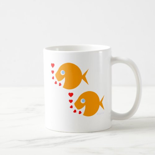 Cute Cartoon Goldfish Newlyweds in Love Honeymoon Coffee Mug