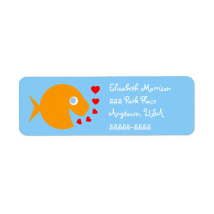 Cute Cartoon Goldfish on Blue Background Return Label
