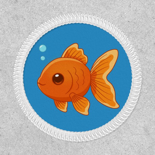 Cute Cartoon Goldfish on Blue Patch (Front)