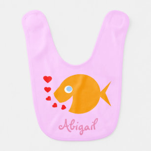 Cute Blue Pink Cartoon Fish' Baby Bib