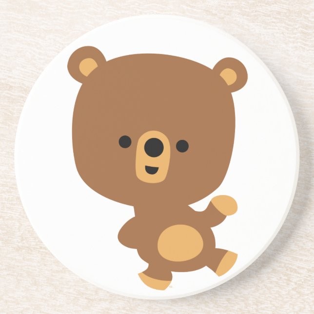 Cute Cartoon 'Good Vibe' Bear Coaster (Front)