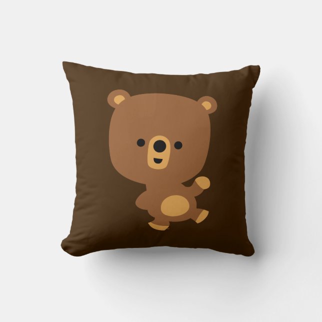 Cute Cartoon 'Good Vibe' Bear Pillow (Front)