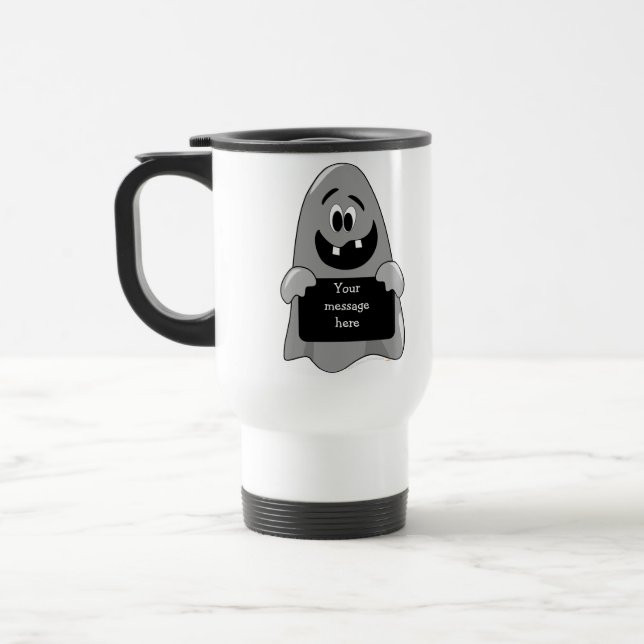 Cute Cartoon Goofy Ghost Custom Stainless Steel Travel Mug (Left)