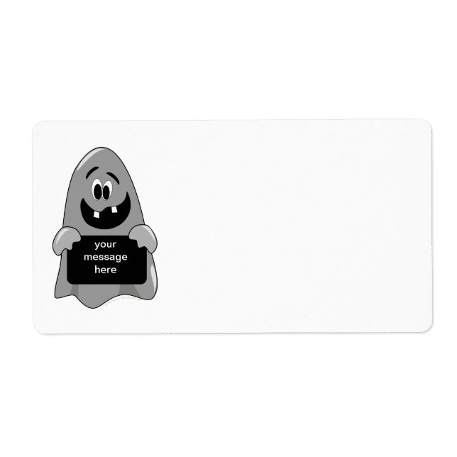 Cute Cartoon Goofy Ghost Halloween Customizable Label (Front)