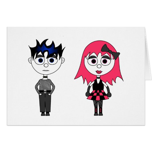 Cute Cartoon Goth Girl And Boy (Front Horizontal)
